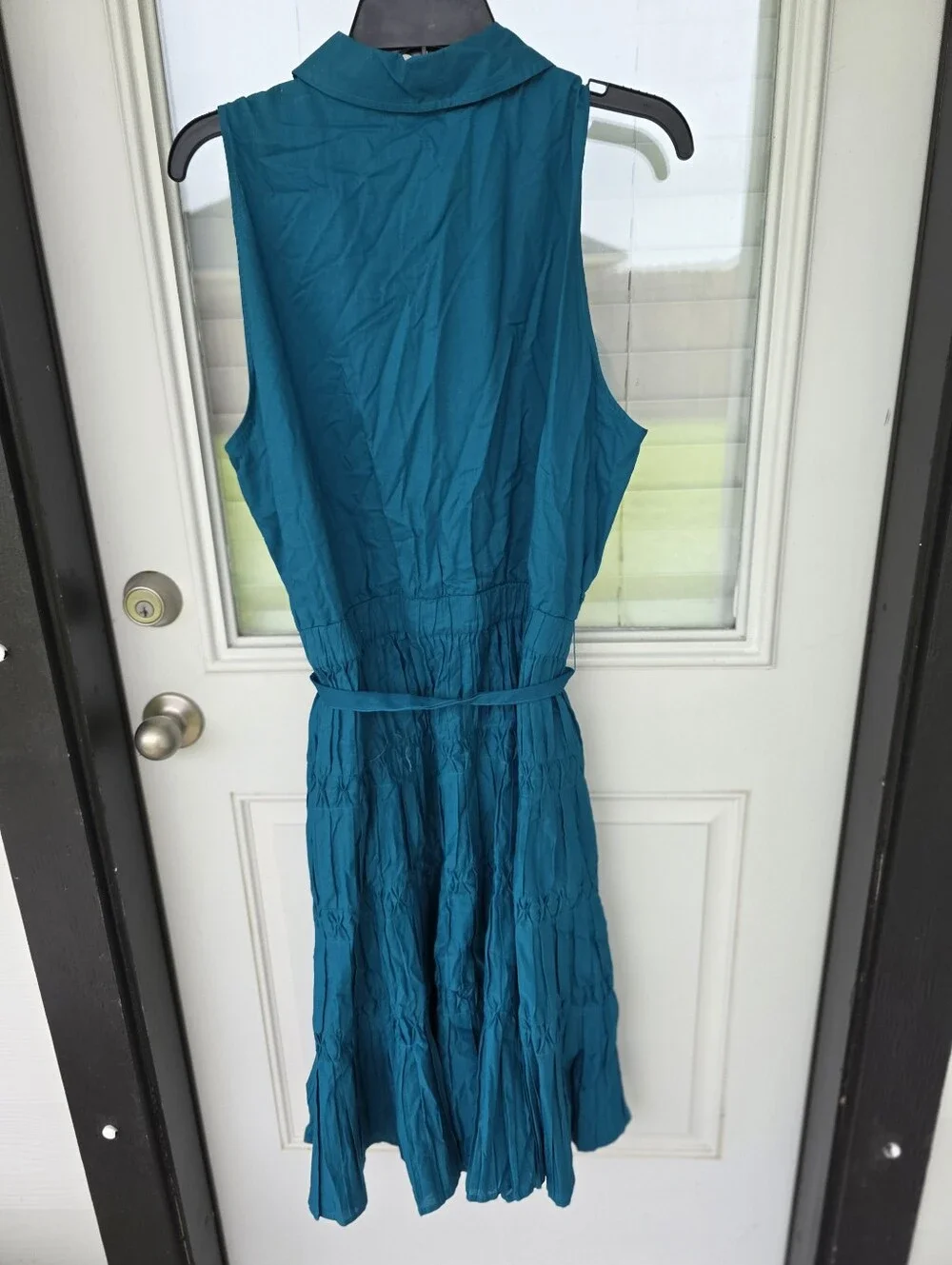 Anne Klein Teal Sleeveless Shirt Dress Belted Tiered Midi Dress Size 14 NWT